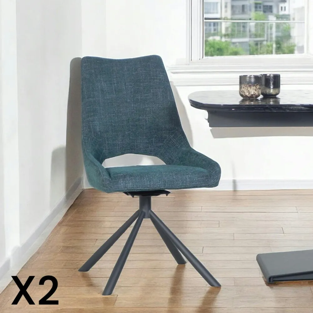 Meubles De Cuisine·Chaises|Chaises Capitonnées|LIGURIE Chaise contemporaine pivotante anthracite (lot de 2)