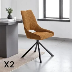 Meubles De Cuisine·Chaises|Chaises Capitonnées|LIGURIE Chaise contemporaine pivotante anthracite (lot de 2)