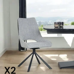 Meubles De Cuisine·Chaises|Chaises Capitonnées|LIGURIE Chaise contemporaine pivotante anthracite (lot de 2)