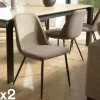 Chaises Capitonnées|Chaises Contemporaines|TIM Chaise contemporaine tissu marron dossier droit (lot de 2)