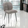 Chaises Capitonnées|Chaises Contemporaines|IENA Chaise cosy en tissu gris (lot de 2)