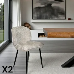 Meubles De Cuisine·Chaises|Chaises Capitonnées|IENA Chaise cosy en tissu noir (lot de 2)