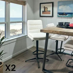 Chaises Bouclettes|PALERME Chaise de bar en bouclettes blanches réglable en hauteur (lot de 2)