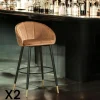 Tabourets De Bar En Velours|HAWAI Chaise de bar en velours doré forme coquillage (lot de 2)