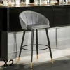Tabourets De Bar En Velours|HAWAI Chaise de bar en velours gris forme coquillage (lot de 2)