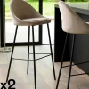 Tabourets De Bar En Velours|TIM Chaise de bar velours beige (lot de 2)
