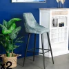 Tabourets De Bar En Velours|MALMOE Chaise de bar velours bleu pétrole (lot de 2)