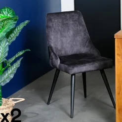 Univers Déco·Classique Chic|Tabourets De Bar En Velours|MALMOE Chaise de bar velours gris (lot de 2)