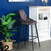 Tabourets De Bar En Velours|MALMOE Chaise de bar velours gris anthracite (lot de 2)