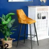 Tabourets De Bar En Velours|MALMOE Chaise de bar velours ocre (lot de 2)