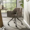 Meubles De Bureau·Fauteuils De Bureau|Chaises Capitonnées|Melbourne Chaise de bureau à roulettes tissu taupe (lot de 2)