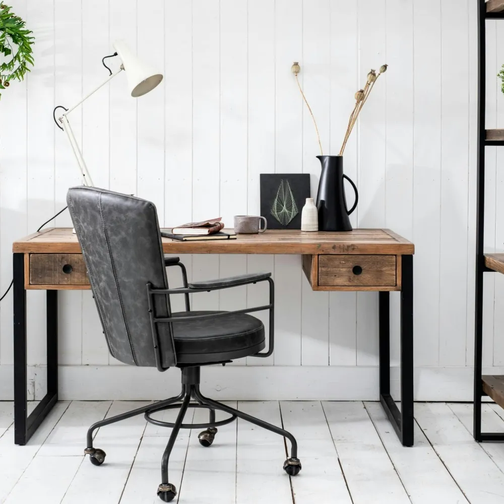 Univers Déco·Loft Industriel|Fauteuils Vintage|BRISBANE Chaise de bureau industrielle grise