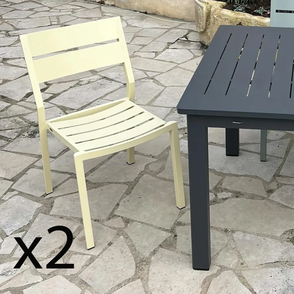 Chaises De Jardin|Meubles En Aluminium Brafab|STOCKHOLM Chaise de jardin avec accoudoirs en aluminium gris ardoise (lot de 2)