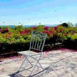 Chaises De Jardin|GRENADE Chaise de jardin bleue décor mosaïque citrons (lot de 2)