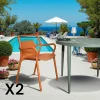 Chaises De Jardin|PINETO Chaise de jardin design orange, empilable (lot de 2)
