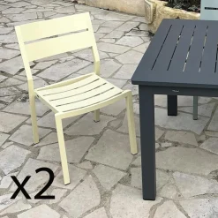 Chaises De Jardin|Meubles En Aluminium Brafab|STOCKHOLM Chaise de jardin en aluminium gris sable (lot de 2)