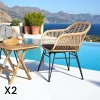 Chaises De Jardin|Meubles De Cuisine·Chaises|IBIZA Chaise de jardin en rotin synthétique avec accoudoirs et coussin d'assise (lot de 2)
