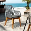 Chaises De Jardin|GRENADE Chaise de jardin grise en corde tressée et pieds bois FSC®