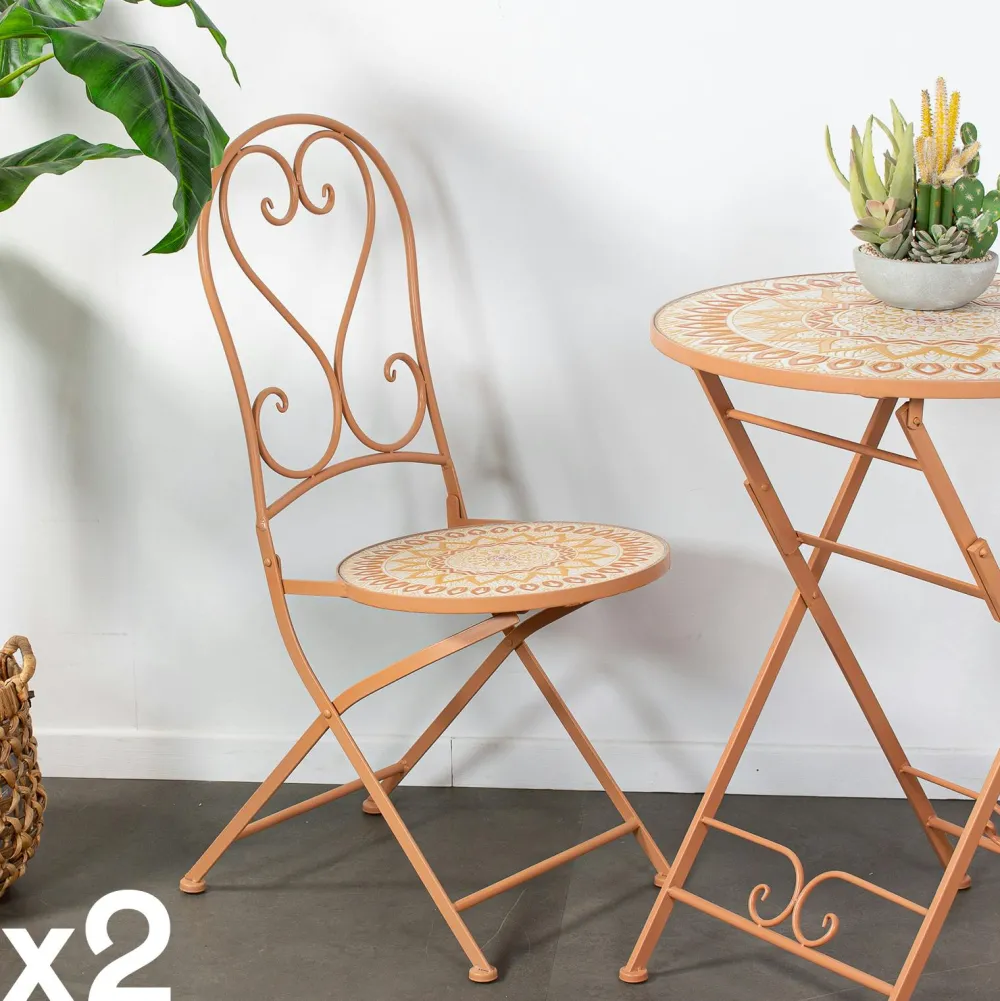 Chaises De Jardin|GRENADE Chaise de jardin motif oiseau (lot de 2)