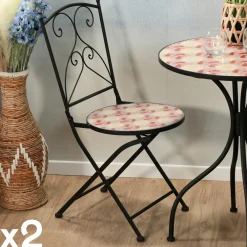 Chaises De Jardin|GRENADE Chaise de jardin motif 70s (lot de 2)