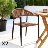 Chaises De Jardin|Meubles De Cuisine·Chaises|MENDOZA Chaise de jardin noire en résine tressée et aluminium (lot de 2)
