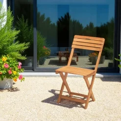 Chaises De Jardin|SORA Chaise de jardin pliante en bois, avec poignée