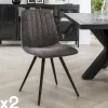 Meubles De Cuisine·Chaises|Chaises Velours|Java Chaise de salle à manger en velours gris (lot de 2)