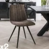 Meubles De Cuisine·Chaises|Chaises Velours|Java Chaise de salle à manger en velours taupe (lot de 2)