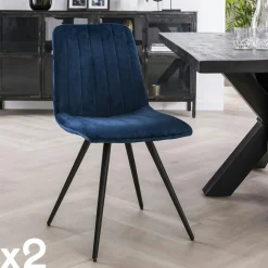 Meubles De Cuisine·Chaises|Chaises Velours|Java Chaise de salle à manger en velours moutarde (lot de 2)