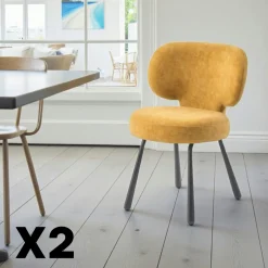 Meubles De Cuisine·Chaises|Chaises Contemporaines|LIGURIE Chaise de salle à manger moutarde, assise ronde (lot de 2)