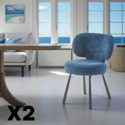 Meubles De Cuisine·Chaises|Chaises Contemporaines|LIGURIE Chaise de salle à manger moutarde, assise ronde (lot de 2)