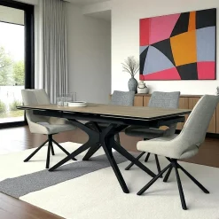 Chaises Velours|Chaises Contemporaines|MALMOE Chaise de salle à manger ocre avec pieds épingle (lot de 2)