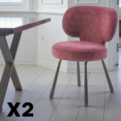 Meubles De Cuisine·Chaises|Chaises Contemporaines|LIGURIE Chaise de salle à manger prune, assise ronde (lot de 2)