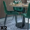 Meubles De Cuisine·Chaises|Chaises Velours|TARAZ Chaise de salle à manger vert foncé motif damier (lot de 2)