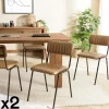 Chaises Capitonnées|Chaises Contemporaines|TIM Chaise de table assise et dossier cuir havane (lot de 2)
