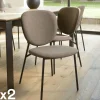 Chaises Capitonnées|Chaises Contemporaines|TIM Chaise de table tissu marron (lot de 2)