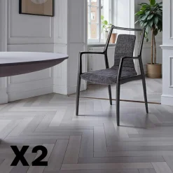 Chaises En Bois|Chaises Contemporaines| Chaise design anthracite à structure noire (lot de 2) ALDER