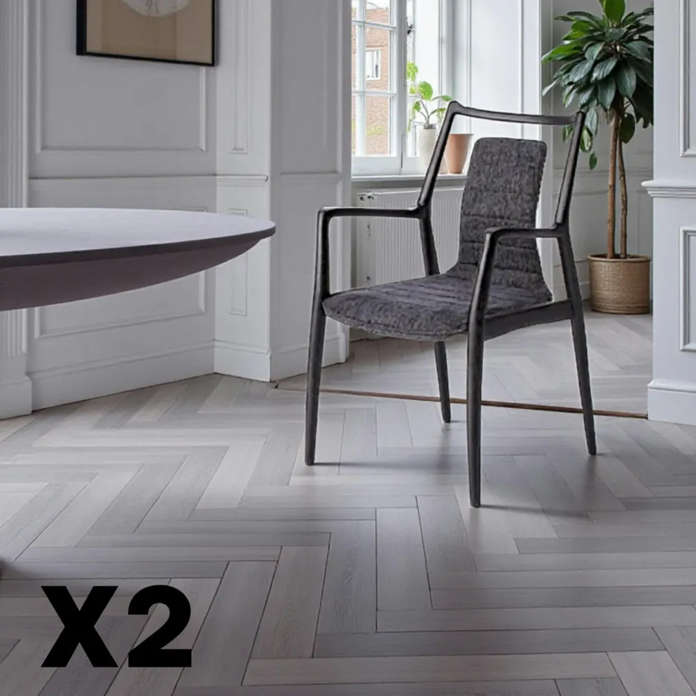 Chaises En Bois|Chaises Contemporaines| Chaise design anthracite à structure noire (lot de 2) ALDER