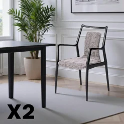 Chaises En Bois|Chaises Contemporaines| Chaise design anthracite à structure noire (lot de 2) ALDER