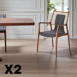 Chaises En Bois|Chaises Contemporaines| Chaise design anthracite à structure noire (lot de 2) ALDER