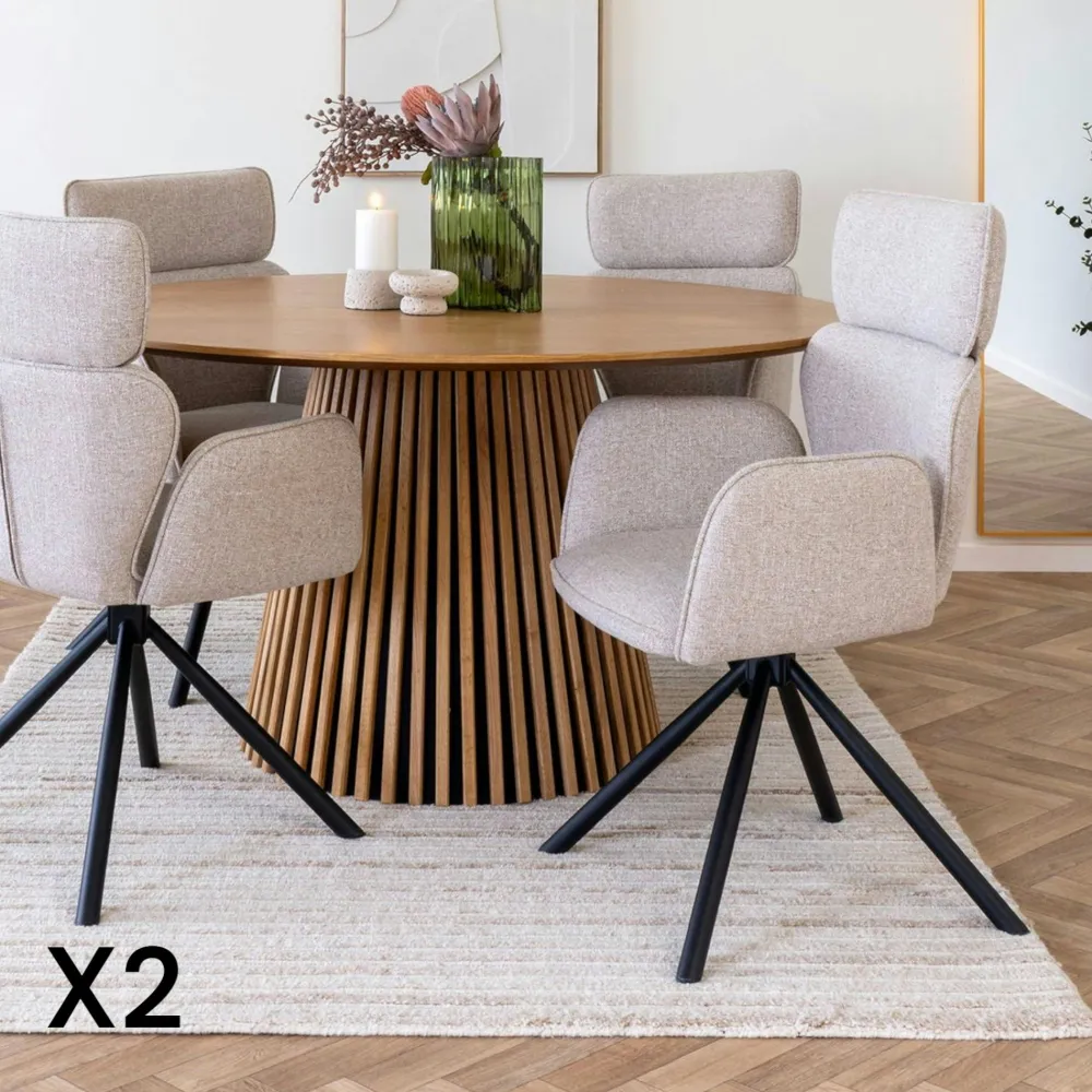 Meubles De Cuisine·Chaises|Chaises Contemporaines|BERLIN Chaise design beige avec appuie-tête et accoudoirs (lot de 2)