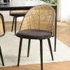 Chaises En Rotin|Chaises Contemporaines|LOANO Chaise design dossier cannage arrondi assise velours noir (lot de 2)