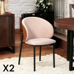 Meubles De Cuisine·Chaises|Chaises Capitonnées|HAWAI Chaise design rose (lot de 2)