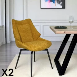 Chaises Capitonnées|Meubles De Cuisine·Chaises|IENA Chaise design tissu microfibre gris (lot de 2)