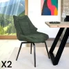 Chaises Capitonnées|Meubles De Cuisine·Chaises|IENA Chaise design tissu microfibre kaki (lot de 2)