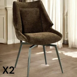 Chaises Capitonnées|Meubles De Cuisine·Chaises|IENA Chaise design tissu microfibre anthracite (lot de 2)