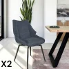 Chaises Capitonnées|Meubles De Cuisine·Chaises|IENA Chaise design tissu microfibre bleu (lot de 2)