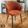 Chaises Capitonnées|Chaises Contemporaines|IENA Chaise dossier rond tissu terracotta (lot de 2)