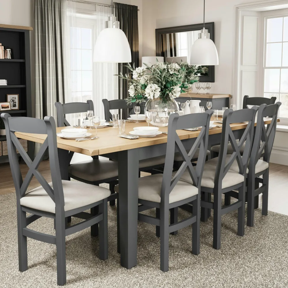 Chaises En Bois|Chaises Contemporaines|COVENTRY Chaise en bois avec dossier croisé finition charbon (lot de 2)