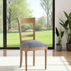 Univers Déco·Classique Chic|Chaises En Bois|Amadeus Chaise en bois et tissu gris LEON